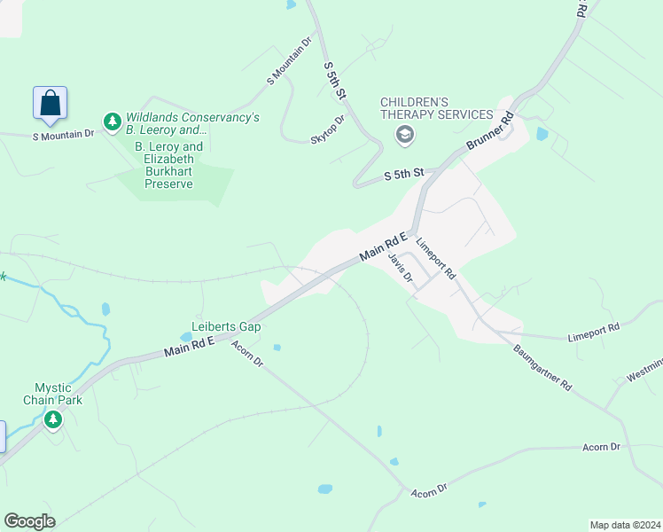 map of restaurants, bars, coffee shops, grocery stores, and more near 2985 Main Road East in Emmaus