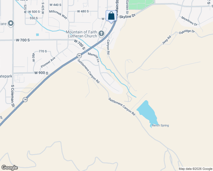 map of restaurants, bars, coffee shops, grocery stores, and more near 64 Memory Lane in Tooele