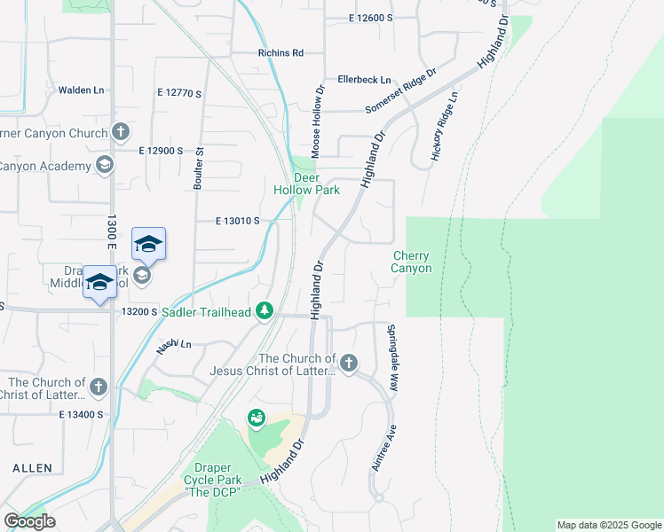 map of restaurants, bars, coffee shops, grocery stores, and more near 1751 Horizon View Court in Draper