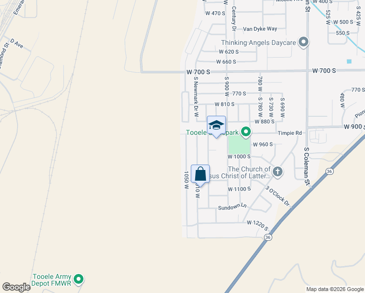 map of restaurants, bars, coffee shops, grocery stores, and more near 954 1050 West in Tooele