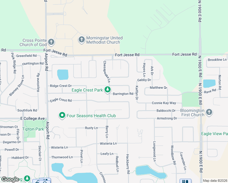 map of restaurants, bars, coffee shops, grocery stores, and more near 3301 Brittany Circle in Bloomington