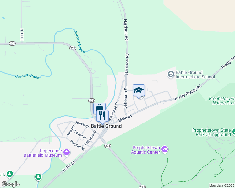 map of restaurants, bars, coffee shops, grocery stores, and more near 121 North Railroad Street in Battle Ground