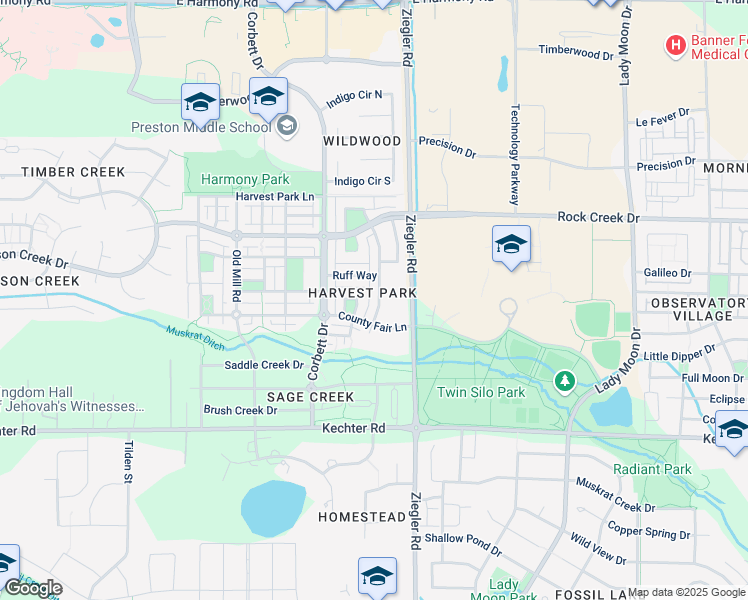 map of restaurants, bars, coffee shops, grocery stores, and more near 5339 Cornerstone Drive in Fort Collins