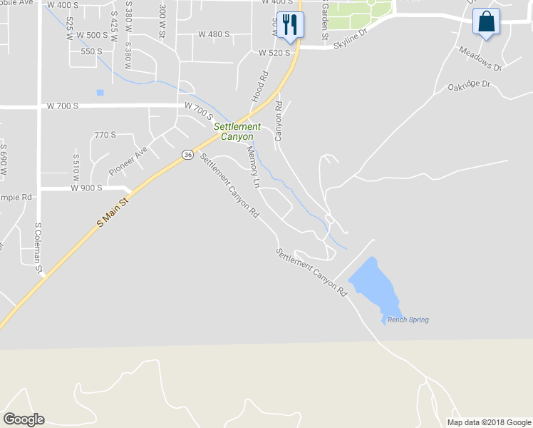 map of restaurants, bars, coffee shops, grocery stores, and more near 64 Memory Lane in Tooele