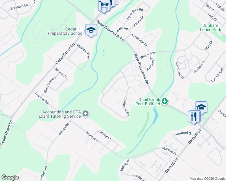 map of restaurants, bars, coffee shops, grocery stores, and more near 381 Inwood Court in Franklin Township