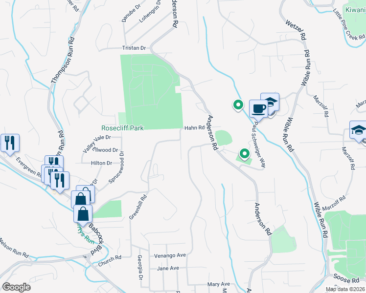 map of restaurants, bars, coffee shops, grocery stores, and more near 720 Venango Avenue in Pittsburgh