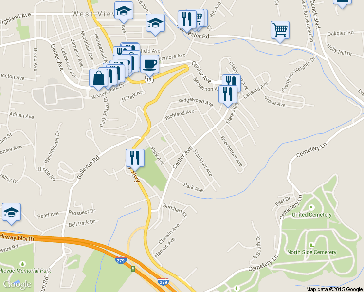 map of restaurants, bars, coffee shops, grocery stores, and more near 216 Martsolf Avenue in Pittsburgh