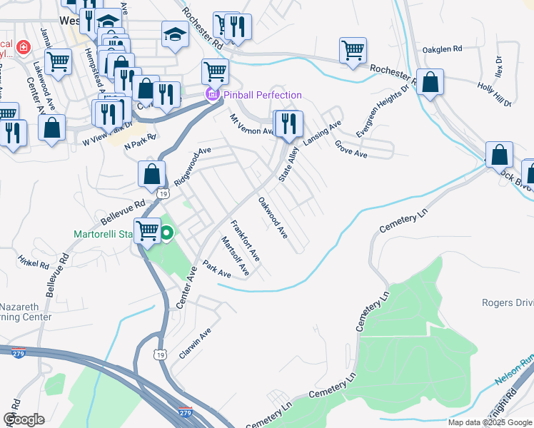 map of restaurants, bars, coffee shops, grocery stores, and more near 111 Oakwood Avenue in Pittsburgh