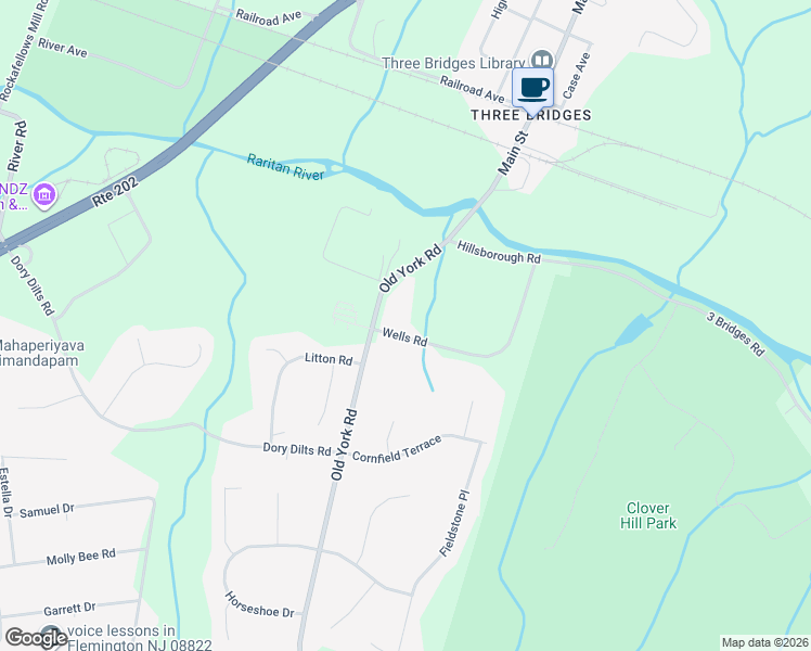 map of restaurants, bars, coffee shops, grocery stores, and more near 3 Wells Road in Flemington
