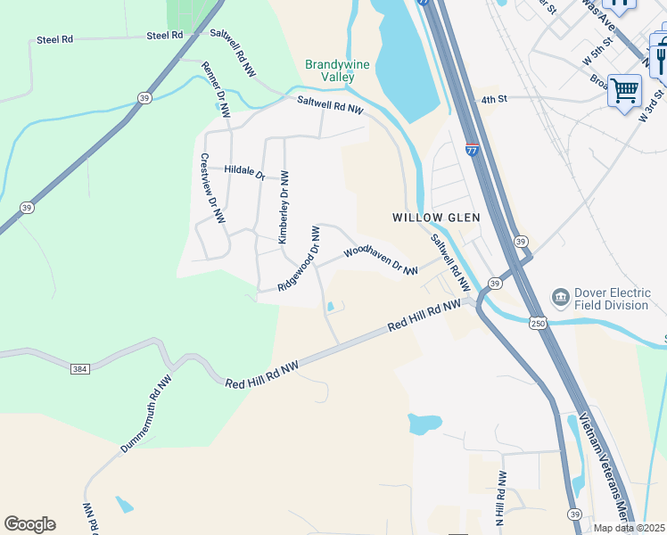 map of restaurants, bars, coffee shops, grocery stores, and more near 2266 Woodhaven Drive Northwest in Dover