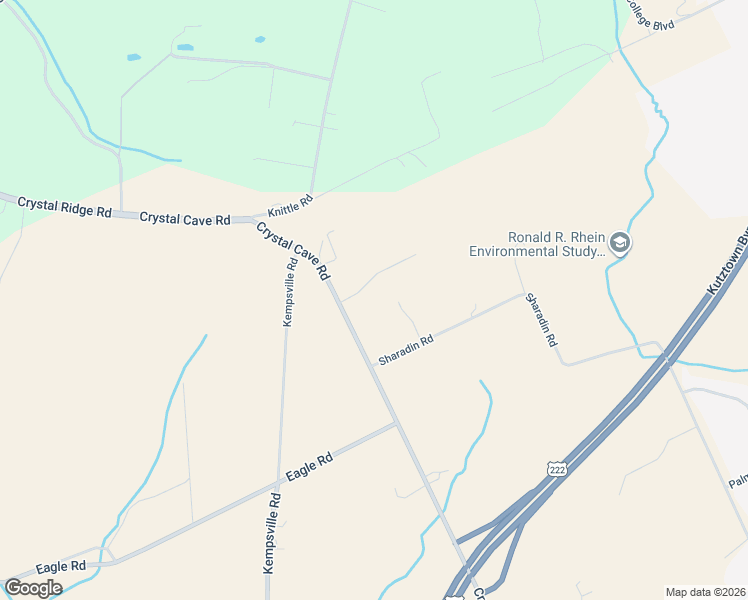 map of restaurants, bars, coffee shops, grocery stores, and more near 43 Sharadin Road in Kutztown