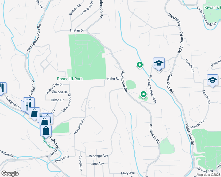 map of restaurants, bars, coffee shops, grocery stores, and more near 720 Venango Avenue in Pittsburgh
