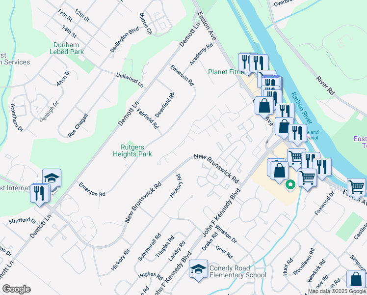 map of restaurants, bars, coffee shops, grocery stores, and more near 1087 Oakcroft Lane in Franklin Township