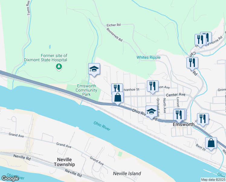 map of restaurants, bars, coffee shops, grocery stores, and more near 209 Hazelwood Avenue in Pittsburgh