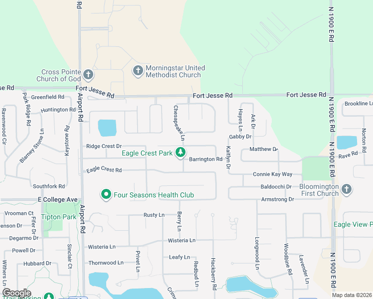 map of restaurants, bars, coffee shops, grocery stores, and more near 3301 Brittany Circle in Bloomington