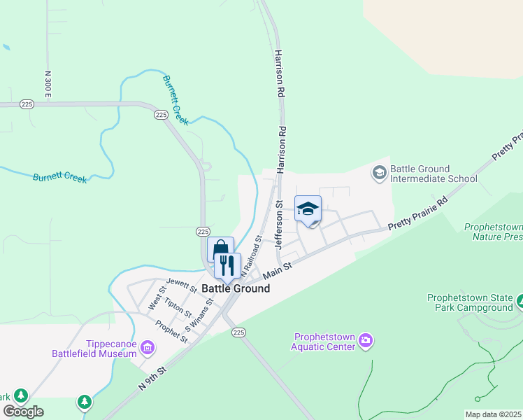 map of restaurants, bars, coffee shops, grocery stores, and more near 121 North Railroad Street in Battle Ground