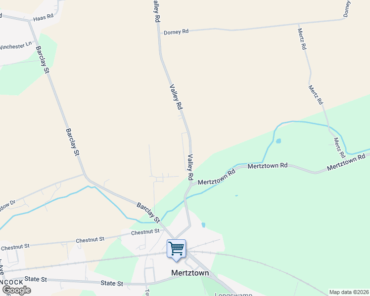 map of restaurants, bars, coffee shops, grocery stores, and more near 24 Roth Avenue in Mertztown