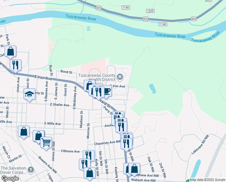 map of restaurants, bars, coffee shops, grocery stores, and more near 837 North Bellevue Avenue in Dover