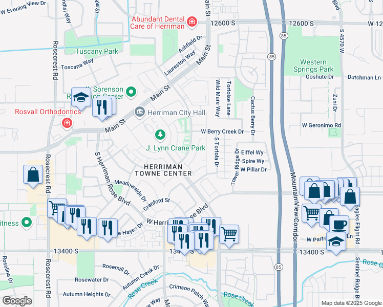 map of restaurants, bars, coffee shops, grocery stores, and more near 5093 Summerdale Drive in Herriman