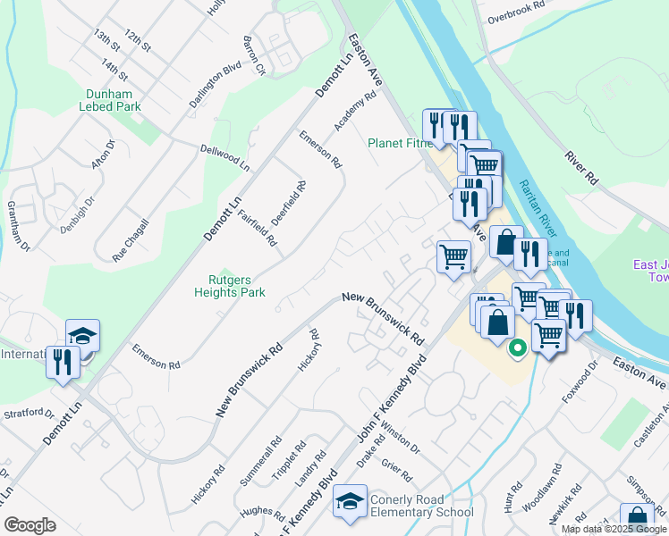 map of restaurants, bars, coffee shops, grocery stores, and more near 1087 Oakcroft Lane in Franklin Township