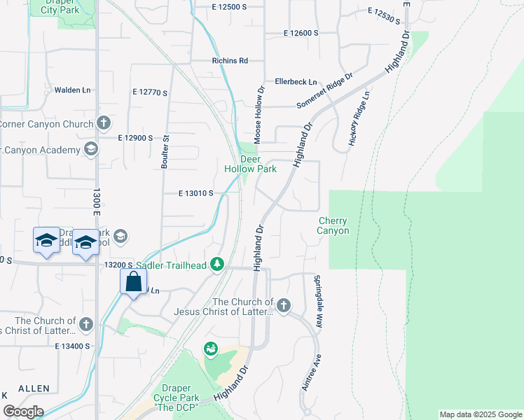 map of restaurants, bars, coffee shops, grocery stores, and more near 1751 Horizon View Court in Draper
