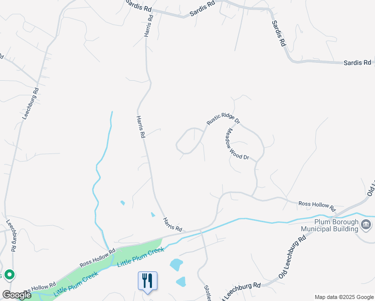 map of restaurants, bars, coffee shops, grocery stores, and more near 136 Rustic Ridge Drive in Pittsburgh