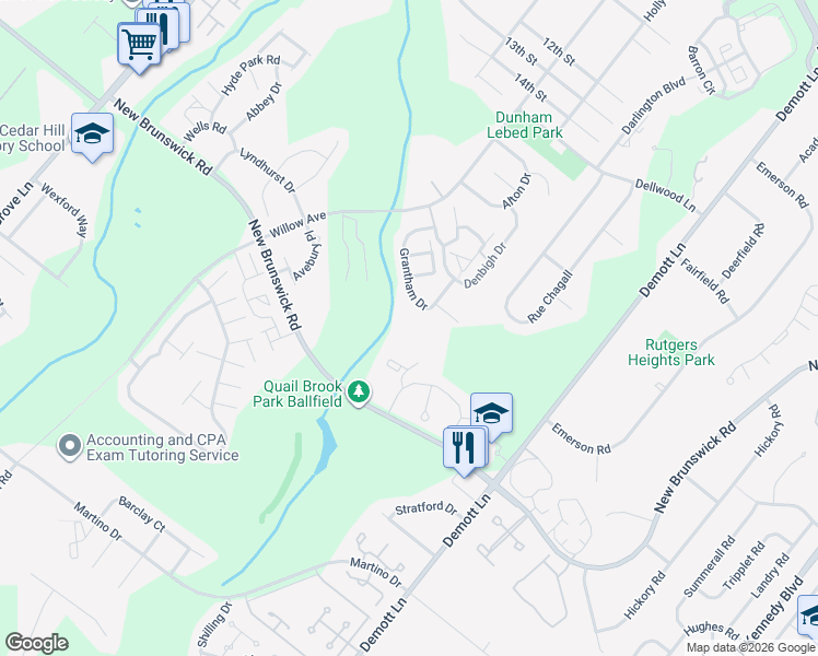 map of restaurants, bars, coffee shops, grocery stores, and more near 2 Bolton Court in Franklin Township