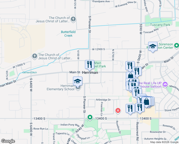 map of restaurants, bars, coffee shops, grocery stores, and more near in Herriman