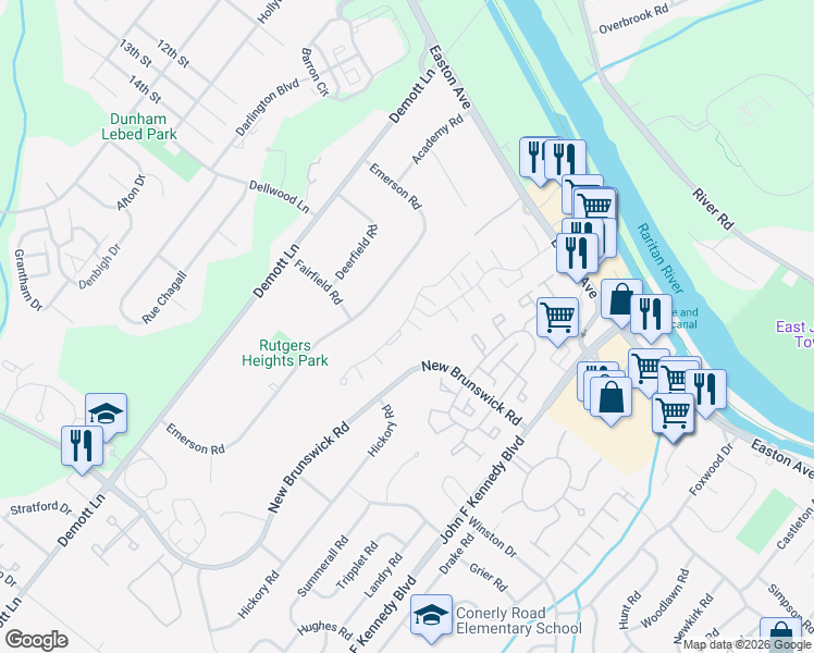 map of restaurants, bars, coffee shops, grocery stores, and more near 1087 Oakcroft Lane in Franklin Township