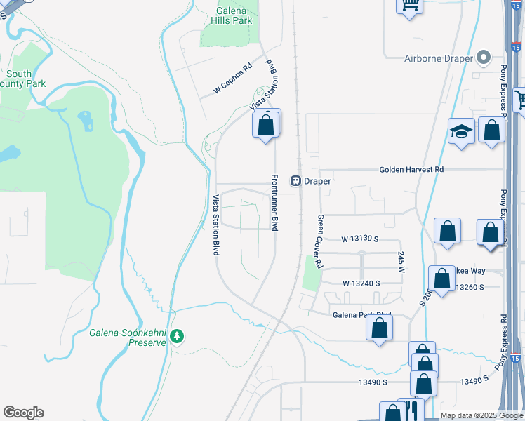 map of restaurants, bars, coffee shops, grocery stores, and more near 583 eBay Campus Loop in Draper