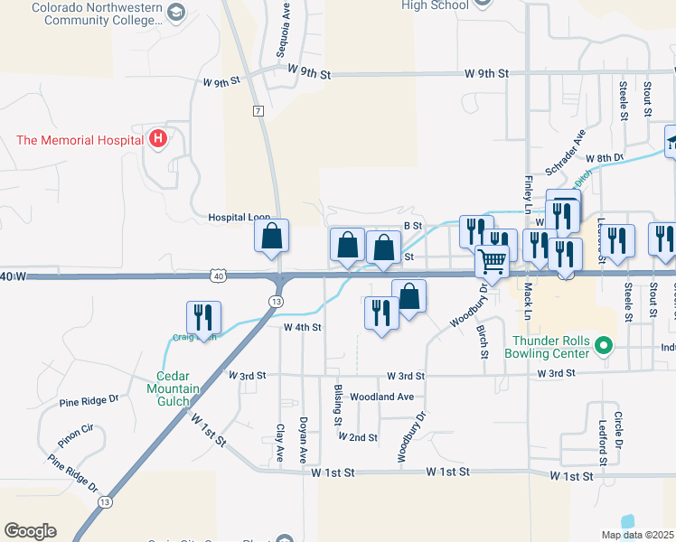 map of restaurants, bars, coffee shops, grocery stores, and more near 543 7th Ave W in Craig