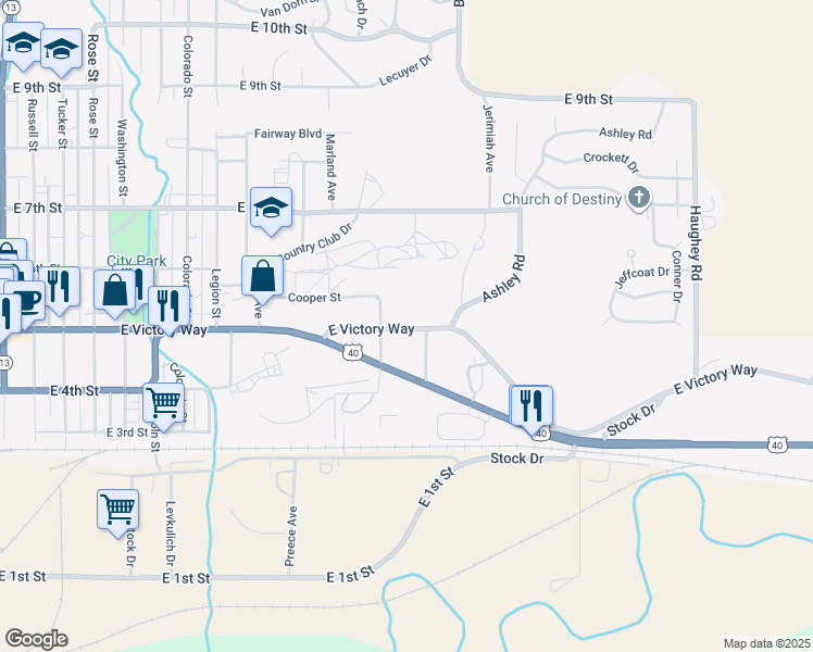 map of restaurants, bars, coffee shops, grocery stores, and more near 501-599 McCoy Street in Craig