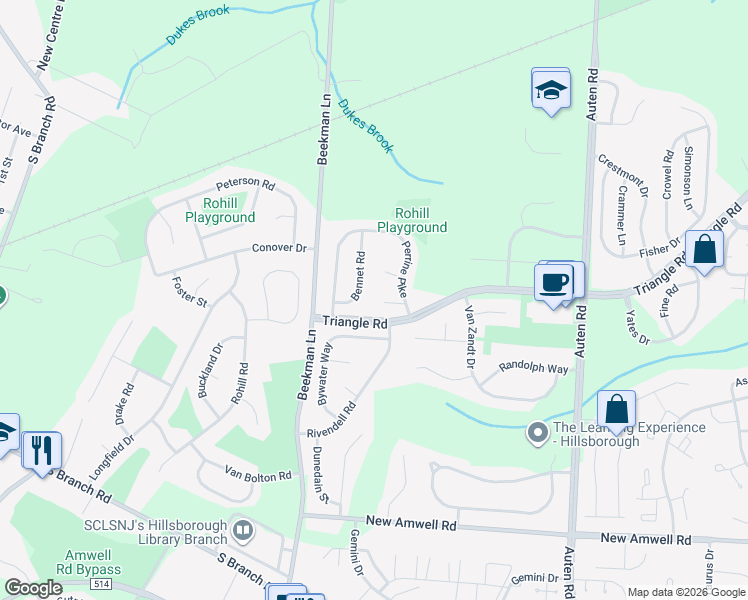 map of restaurants, bars, coffee shops, grocery stores, and more near 13 Conard Court in Somerset County