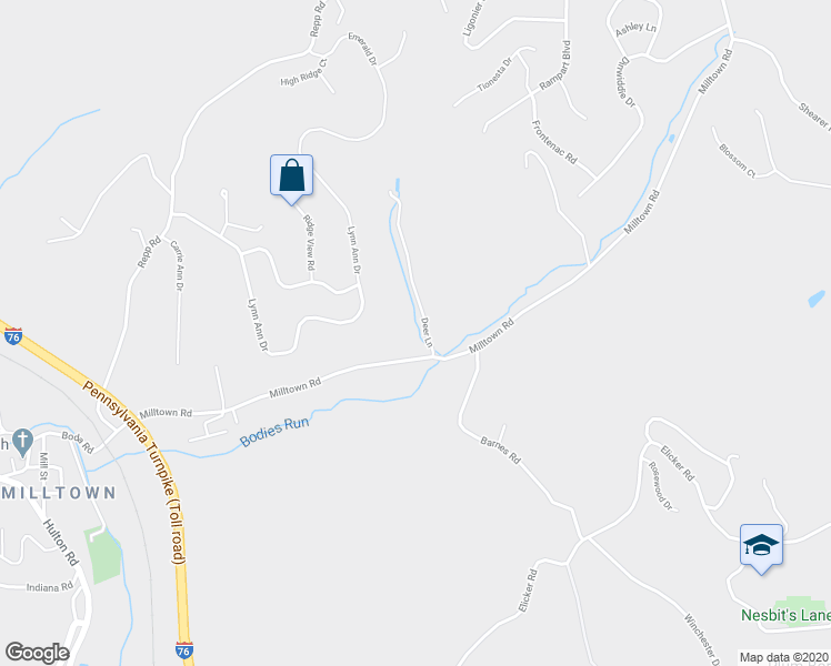 map of restaurants, bars, coffee shops, grocery stores, and more near 620 Milltown Road in New Kensington
