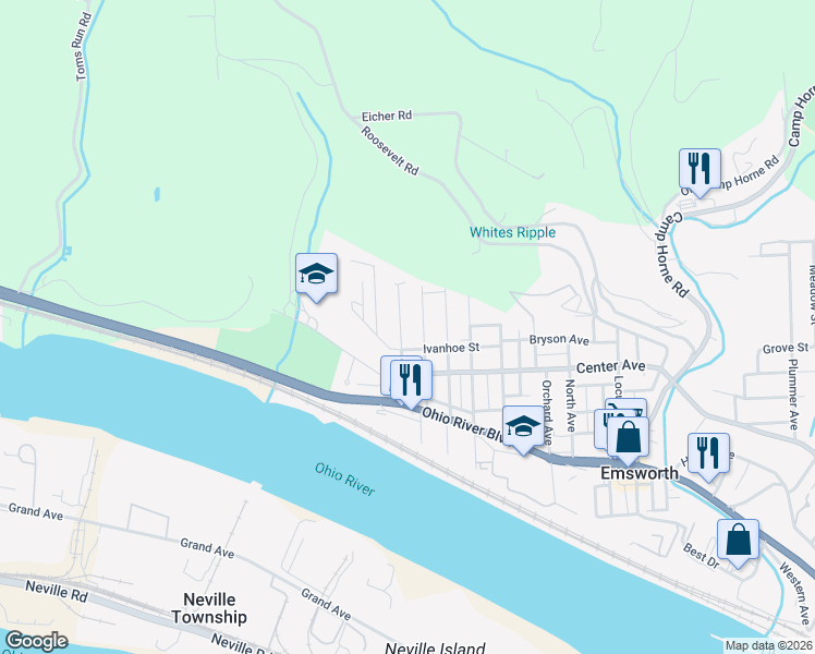 map of restaurants, bars, coffee shops, grocery stores, and more near 257 Walliston Avenue in Pittsburgh