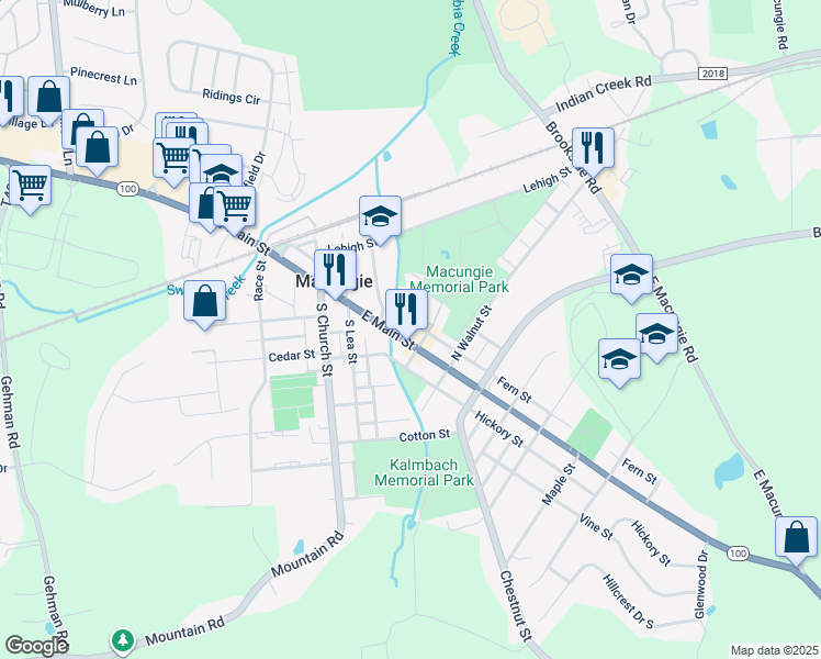 map of restaurants, bars, coffee shops, grocery stores, and more near 50 N South Poplar Street in Macungie