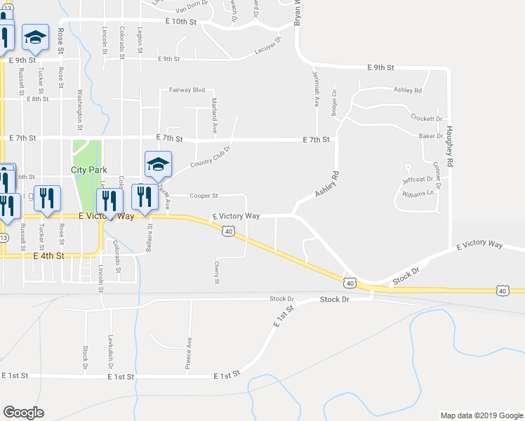 map of restaurants, bars, coffee shops, grocery stores, and more near 1331 East Victory Way in Craig