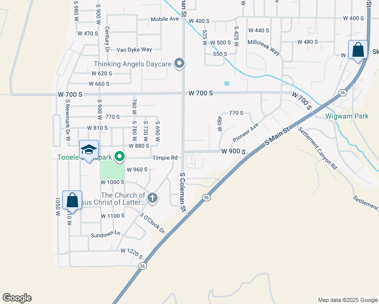 map of restaurants, bars, coffee shops, grocery stores, and more near 562 West 900 South in Tooele