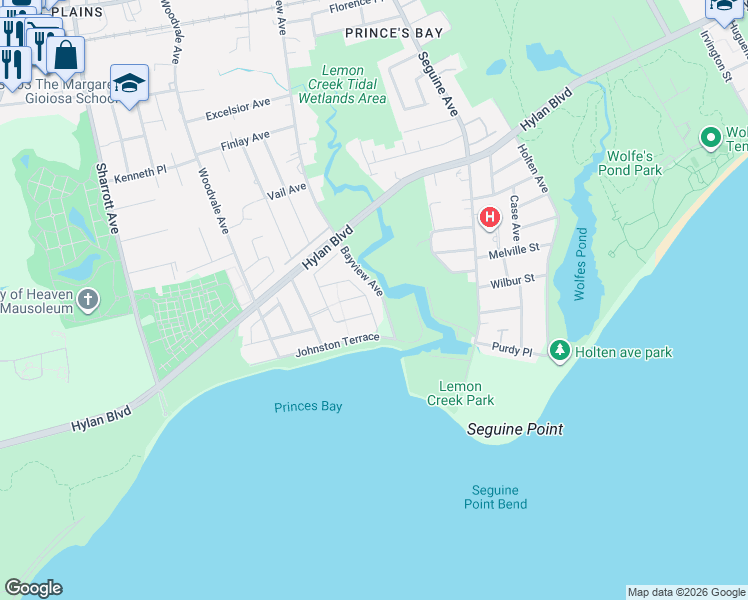 map of restaurants, bars, coffee shops, grocery stores, and more near 57 Commodore Drive in Staten Island