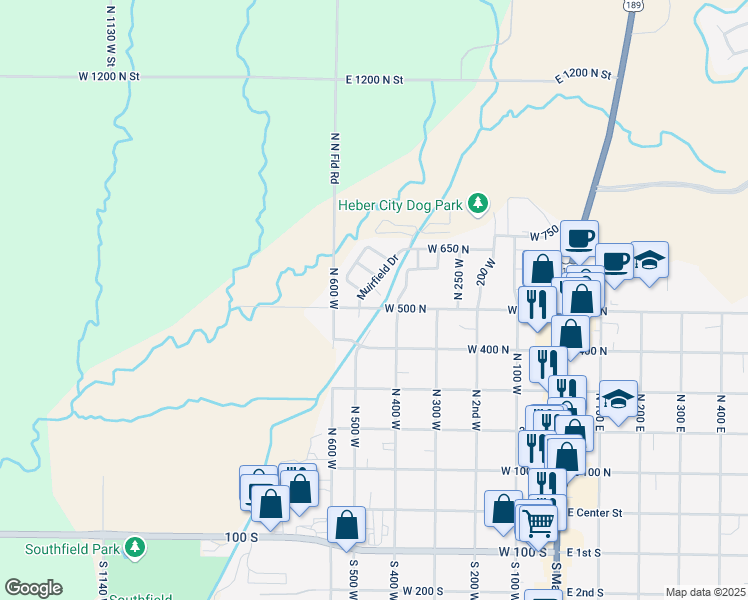 map of restaurants, bars, coffee shops, grocery stores, and more near 450 Argyll Court in Heber City