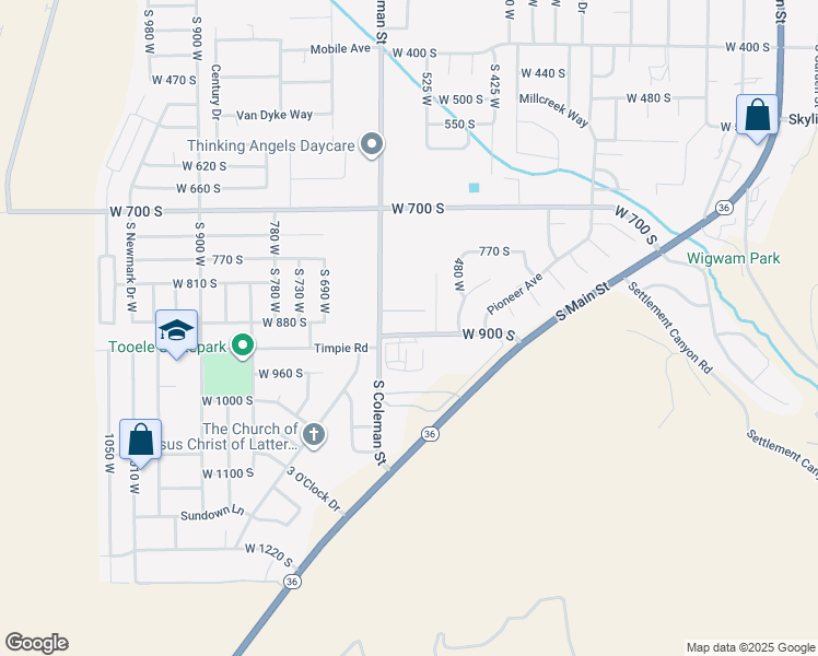 map of restaurants, bars, coffee shops, grocery stores, and more near 562 West 900 South in Tooele