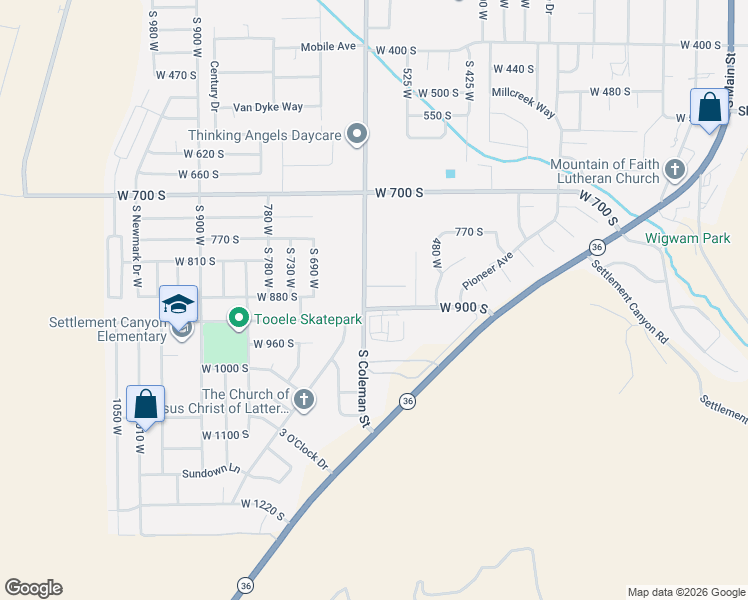 map of restaurants, bars, coffee shops, grocery stores, and more near 893 South Coleman Street in Tooele