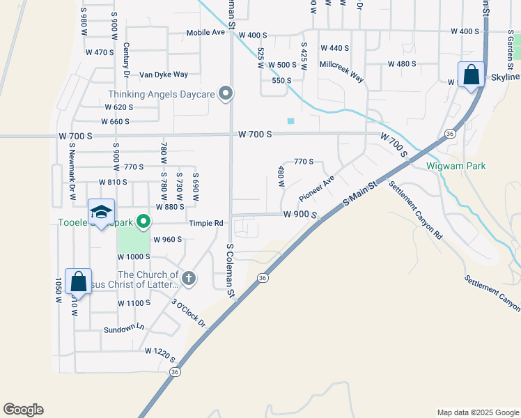 map of restaurants, bars, coffee shops, grocery stores, and more near 27 South 510 West in Tooele