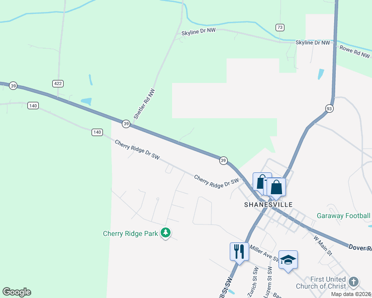 map of restaurants, bars, coffee shops, grocery stores, and more near in Sugarcreek