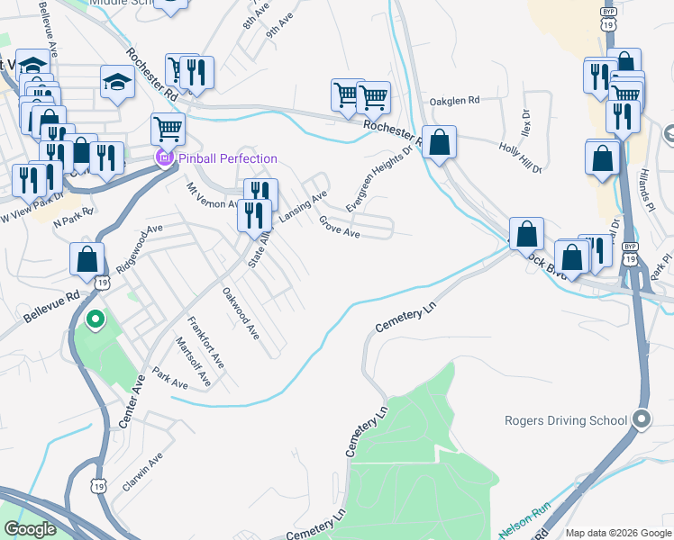 map of restaurants, bars, coffee shops, grocery stores, and more near 46 Clairmont Avenue in Pittsburgh