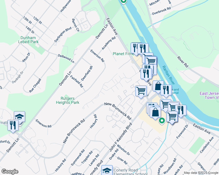 map of restaurants, bars, coffee shops, grocery stores, and more near 1146 Easton Avenue in Franklin Township