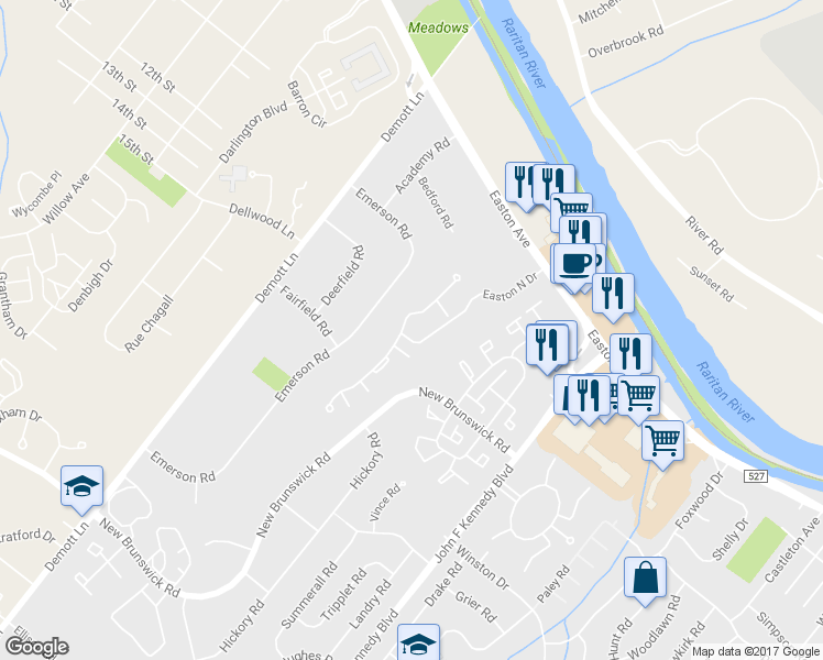 map of restaurants, bars, coffee shops, grocery stores, and more near 1146 Easton Avenue in Franklin Township