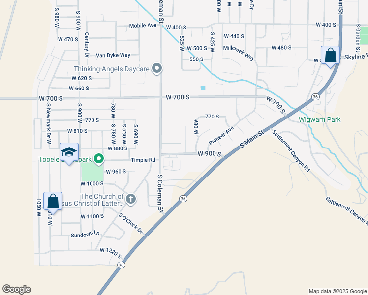 map of restaurants, bars, coffee shops, grocery stores, and more near 27 South 510 West in Tooele