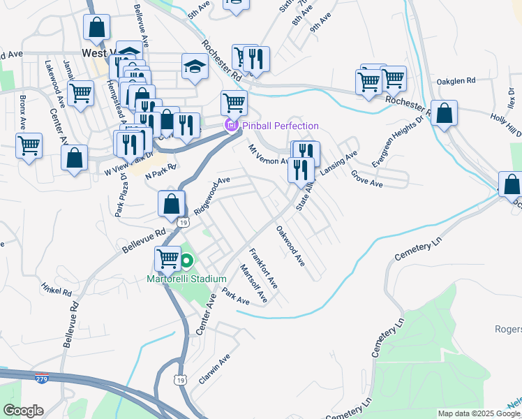 map of restaurants, bars, coffee shops, grocery stores, and more near 217 Oakwood Avenue in Pittsburgh