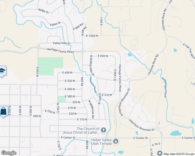 map of restaurants, bars, coffee shops, grocery stores, and more near 708 East Rolling Hills Drive in Heber City